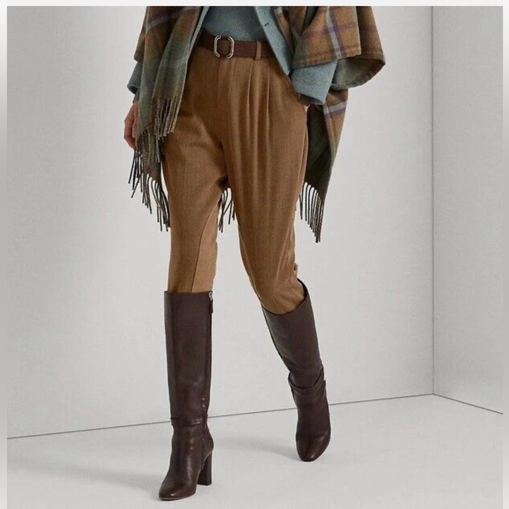 Lauren Ralph Lauren Women Petite Pleated Jodhpur Pants Brown Sz 6P $225 Like new